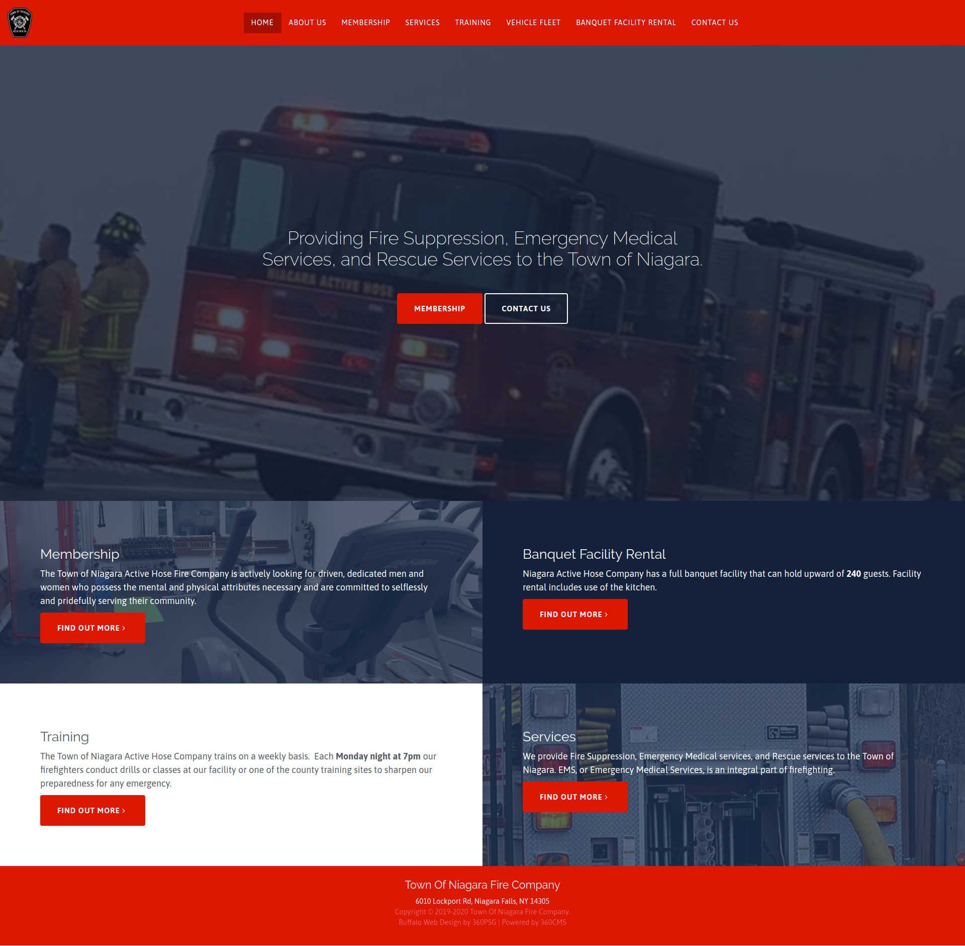 Town of Niagara Fire Company Website - Desktop